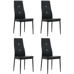 Lot de 4 chaises de salle à manger cuisine confortable et moderne dossier cristaux en synthétique noir CDS021807
