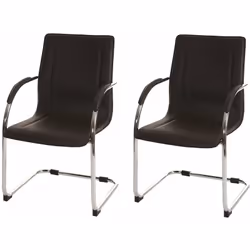 Lot de 2 chaises visiteur avec accoudoir Assise en synthétique marron (100% polyuréthane) Structure métallique chromée Dimens ...