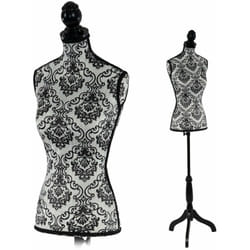 Décoshop26 - Buste de couture mannequin femme déco vitrine noir et blanc DEC04006