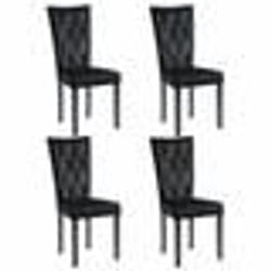 Chaises de salle à manger - Cristau - Velours noir - Lot de 4 - Élégance - Chic