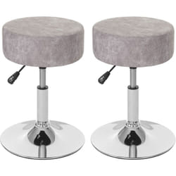 Lot de 2 tabourets pivotants réglable en hauteur ø 35cm imitation daim gris vintage 040005219