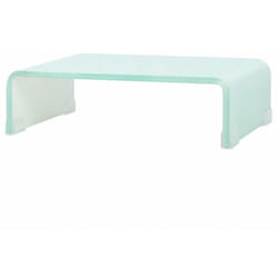Helloshop26 - Meuble télé buffet tv télévision design pratique support pour moniteur 40 cm verre blanc