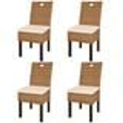 Chaises de salle à manger - Design classique - Lot de 4 - Rotin Kubu - Bois de manguier - Intérieur
