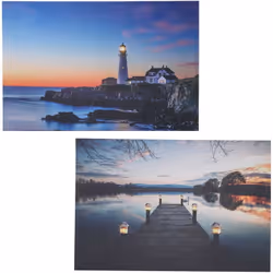 Lot de 2 tableaux LED tableau lumineux sur toile tableau mural 40x60cm, minuteur Phare Ces impressions sur toile modernes et  ...