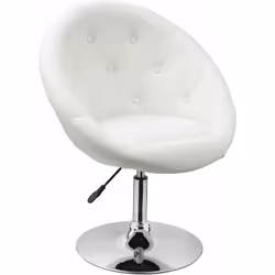 Fauteuil oeuf capitonné design synthétique blanc chaise bureau pivotant Chaise capitonnée à boutons Siège rembourré épais Rég ...