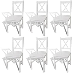 Lot de 6 chaises de salle à manger cuisine en bois blanc style classique CDS022157