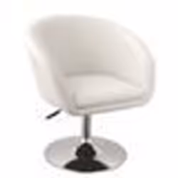 Fauteuil lounge - Décoshop26 - FAL09016 - Siège en cuir synthétique - Base chromée - Blanc