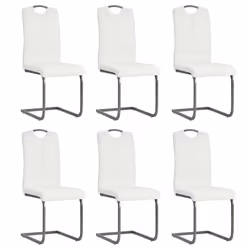 Chaises de salle à manger - Design - Lot de 6 - Cuir artificiel - Métal - Blanc
