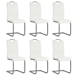 Chaises de salle à manger - Design - Lot de 6 - Cuir artificiel - Métal - Blanc