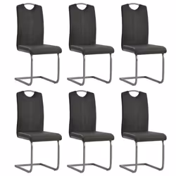 Chaises de salle à manger - Lot de 6 - Moderne - Simili cuir - Métal - Gris