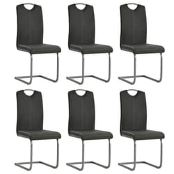 Chaises de salle à manger - Lot de 6 - Moderne - Simili cuir - Métal - Gris