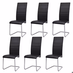 Chaises de salle à manger - Design moderne - Lot de 6 - Cuir synthétique - Noir - Cantilever