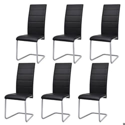 Chaises de salle à manger - Design moderne - Lot de 6 - Cuir synthétique - Noir - Cantilever