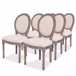 Chaises de salle à manger - Noname - Lot de 6 - Tissu crème - Bois massif - Style classique
