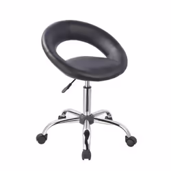 Tabouret - Décoshop26 - TABO09015 - Noir - Hauteur réglable - Dossier en simili-cuir