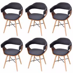 Chaises de salle à manger - Chic - Lot de 6 - Bois massif - Tissu gris foncé - Accoudoirs