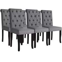 Chaises de salle à manger - CDS - Lot de 6 - Tissu gris foncé - Design élégant - Bois massif