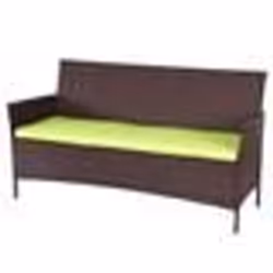 Banc de jardin - Décoshop26 - 3 places - Polyrotin marron - Coussins verts - Design élégant