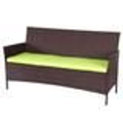 Banc de jardin - Décoshop26 - 3 places - Polyrotin marron - Coussins verts - Design élégant