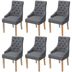 Lot de 6 chaises de salle à manger cuisine dossier capitonne en tissu gris fonce