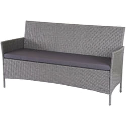 Banc de jardin 3 places 154 cm en polyrotin gris coussins anthracite 040001105