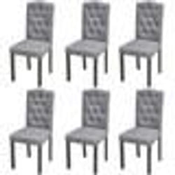 Chaises de salle à manger - Noname - Lot de 6 - Tissu gris - Bois massif - Style moderne