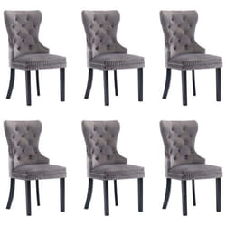 Chaises de salle à manger - Design classique - Lot de 6 - Velours gris - Intérieur - 6 places