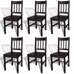 Lot de 6 chaises de salle à manger cuisine design classique pinède marron fonce