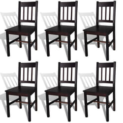 Lot de 6 chaises de salle à manger cuisine design classique pinède marron fonce