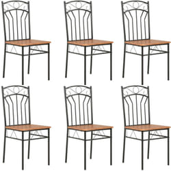 Lot de 6 chaises de salle à manger cuisine design simple et intemporel marron mdf CDS022581
