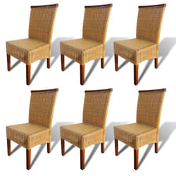 Chaises de salle à manger - CDS - Lot de 6 - Rotin naturel - Bois massif - Style classique