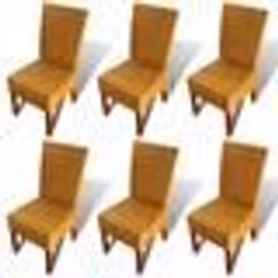 Chaises de salle à manger - Lot de 6 - Design classique - Rotin naturel - Marron - Intérieur