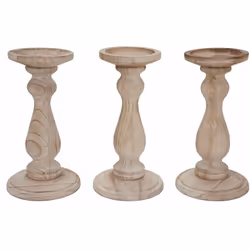 Lot de 3 bougeoirs style vintage hauteur 24cm en bois marron naturel Ne vous laissez pas berner par la surface endommagée, le ...