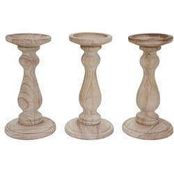 Décoshop26 - Lot de 3 bougeoirs style vintage hauteur 24cm en bois marron naturel 040002989
