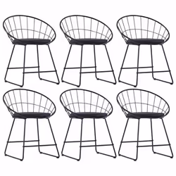 Chaises de salle à manger - Décoshop - Lot de 6 - Acier enduit de poudre - Coussins amovibles - Noir