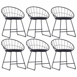 Chaises de salle à manger - Décoshop - Lot de 6 - Acier enduit de poudre - Coussins amovibles - Noir