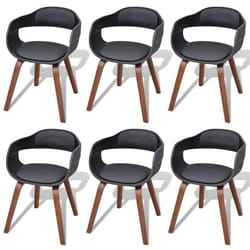 Chaises de salle à manger - Design - Lot de 6 - Bois massif - Cuir synthétique - Contemporain