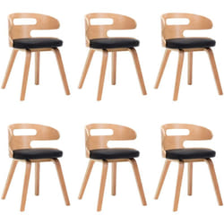 Lot de 6 chaises de salle à manger cuisine design intemporel bois courbé et synthétique noir CDS022664