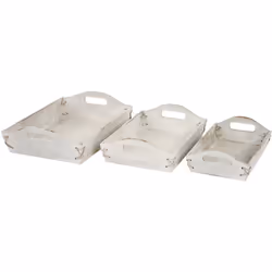 Lot de 3 plateaux plateau de service, plateau en bois, plateau petit-déjeuner, plateau décoratif vintage blanc Les plateaux s ...