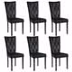 Chaises de salle à manger - Lot de 6 - Velours noir - Design classique - Structure en bois massif - Intérieur