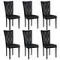 Chaises de salle à manger - Lot de 6 - Velours noir - Design classique - Structure en bois massif - Intérieur