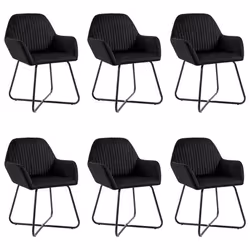 Chaises de salle à manger - CDS - Lot de 6 - Velours noir - Design moderne - Confortables et stables