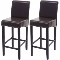 Lot de 2 tabourets de bar en synthetique marron pieds fonces avec repose pieds