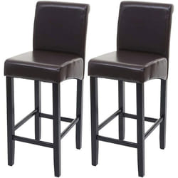 Lot de 2 tabourets de bar en synthetique marron pieds fonces avec repose pieds