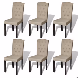 Chaises de salle à manger - Design moderne - Lot de 6 - Tissu poil de chameau - Bois massif - Confortable