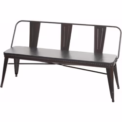 Banc 3 places banc de salle à manger cuir artificiel Chesterfield noir-gris Ce banc de cuisine au design industriel tendance ...