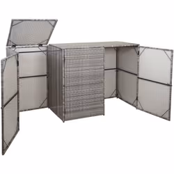 Abri de poubelles extérieur conteneurs à ordures polyrotin 3x120 litres gris 110x195x66 cm Pour poubelles d'une capacité maxi ...