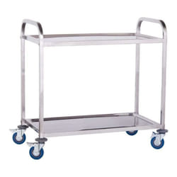 Chariot de service professionnel 101 x 55 cm acier inoxydable trempé 2 étages max 160 kg