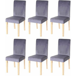 Lot de 6 chaises de salle à manger / cuisine en tissu velours gris CDS04610