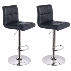 Lot de 2 tabourets de bar avec dossier synthetique hauteur reglable noir